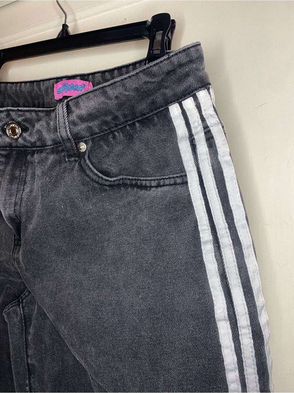 Edikted y2k Gray Denim Jeans with White Side Stripes